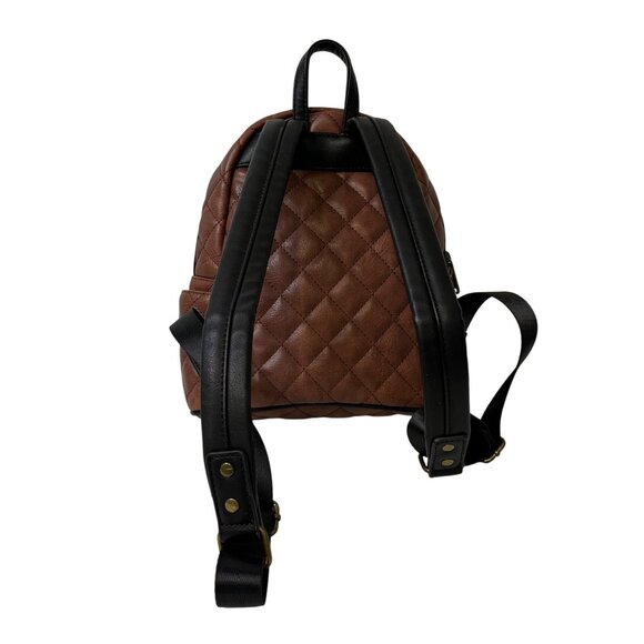 Loungefly Harry Potter Hogwarts Crest Quilted Brown Mini Backpack With Keychain - Picture 5 of 11